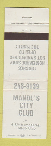 Matchbook Cover - Manol's City Club Toledo OH WEAR