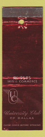 Matchbook Cover - University Club of Dallas TX WEAR