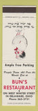 Matchbook Cover - Bun's Restaurant Delaware OH
