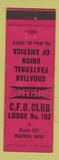 Matchbook Cover - CFU Club Lodge Warren OH Croatian Fraternal Union