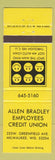 Matchbook Cover - Allen Bradley Employees Credit Union Milwaukee WI