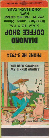 Matchbook Cover - Diamond Coffee House Long Beach CA hillbilly