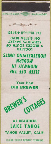 Matchbook Cover - Brewer's Cottages Tahoe Valley CA