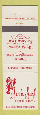 Matchbook Cover - Sea n Surf Restaurant Framingham MA