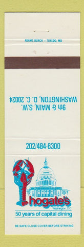 Matchbook Cover - Hogate's Seafood Restaurant Washington DC lobster