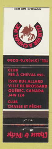 Matchbook Cover - Club Fer A Cheval Ville De Brossard QC