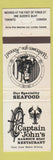 Matchbook Cover - Captain John's Harbour Boat Restaurant Toronto ON WEAR