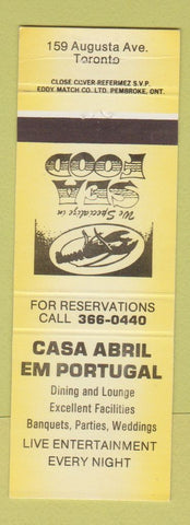 Matchbook Cover - Casa Abril Em Portugal Toronto ON YELLOW