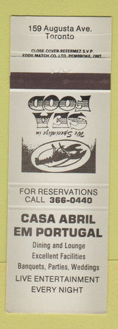 Matchbook Cover - Casa Abril Em Portugal Toronto ON GRAY
