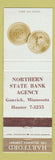Matchbook Cover - Northern State Bank Gonvick MN Hartford Insurance WEAR