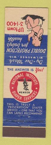 Matchbook Cover - National Dy Dee Wash Diaper Cleaning Milwaukee WI