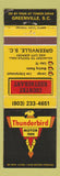 Matchbook Cover - Thunderbird Motor Hotel Greenville SC
