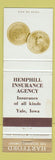 Matchbook Cover - Hartford Insurance Hemphill Yale IA WEAR