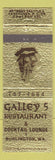 Matchbook Cover - Galley's Restaurant Burlington WA