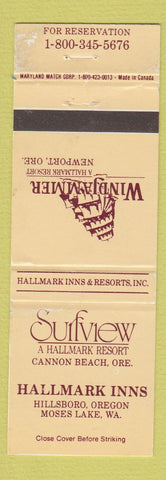 Matchbook Cover - Windjammer Resort Newport Cannon Beach OR Moses Lake WA