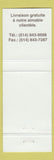 Matchbook Cover - LaGazelle Restaurant Montreal QC WEAR