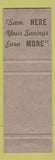 Matchbook Cover - 9th Ward Savings Wilmington DE Piggy Bank