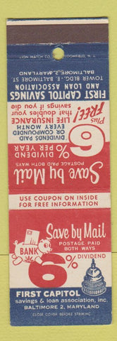 Matchbook Cover - First Capitol Savings and Loan Baltimore MD