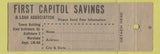 Matchbook Cover - First Capitol Savings and Loan Baltimore MD