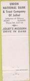 Matchbook Cover - Union National Bank Trust Joliet IL