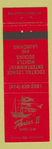 Matchbook Cover - Florian II Supper Club Baileys Harbor WI