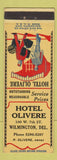 Matchbook Cover - Hotel Olivere Wilmington DE bellhop