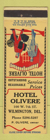 Matchbook Cover - Hotel Olivere Wilmington DE bellhop