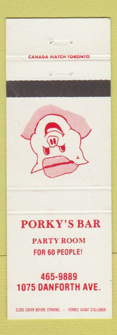 Matchbook Cover - Porky's Bar Toronto ON