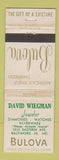 Matchbook Cover - Bulova Watches David Wiegman Baltimore MD WEAR