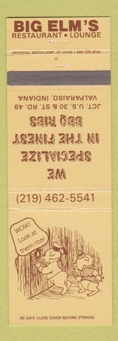 Matchbook Cover - Big Elm's Restaurant BBQ Ribs Valparaiso IN #2