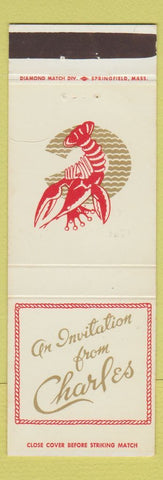 Matchbook Cover - Charles Restaurant Worcester MA lobster