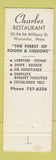 Matchbook Cover - Charles Restaurant Worcester MA lobster