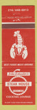 Matchbook Cover - John Schuster's Steak House Masury OH