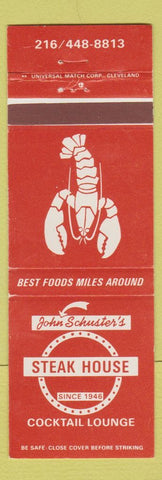 Matchbook Cover - John Schuster's Steak House Masury OH