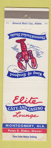 Matchbook Cover - Elite Cafe Casino Lounge lobster Montgomery AL WEAR