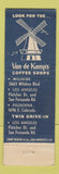 Matchbook Cover - Van De Kamp's Wilshire Coffee Shop Los Angeles CA girlie