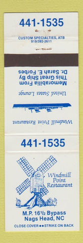 Matchbook Cover - Windmill Point Restaurant Nags Head NC