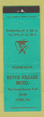 Matchbook Cover - Dutch Village Motel York PA windmill WEAR