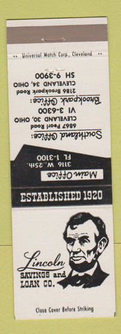 Matchbook Cover - Lincoln Savings and Loan Cleveland OH Brookpart Abraham #2