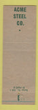 Matchbook Cover - Acme Steel Safety No Horseplay