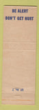 Matchbook Cover - Thompson Products Safety Wear Goggles