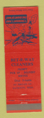 Matchbook Cover - Bet R Way Cleaners Jackson MS Safety Right of Way