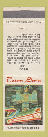 Matchbook Cover - Totem Series Canada The Wolf Le Loo