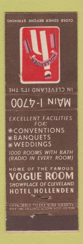 Matchbook Cover - Hollenden Hotel Cleveland OH