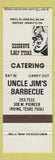 Matchbook Cover - Uncle Jim's BBQ Irving TX clown WEAR