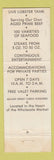 Matchbook Cover - Market Inn Restaurant Washington DC lobster
