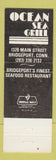Matchbook Cover - Ocean Sea Grill lobster Bridgeport CT