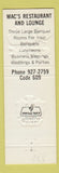 Matchbook Cover - Mac's Restaurant Somers Point NJ lobster