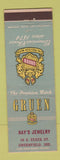 Matchbook Cover - Gruen Watches May's Jewelry Greenfield IN