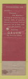 Matchbook Cover - Gruen Watches May's Jewelry Greenfield IN